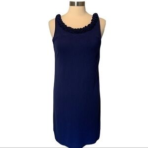 J Crew Dress 98709 Blue M Ruffle Sleeveless Knit
